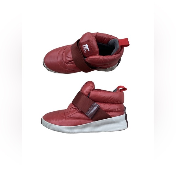 Sorel Shoes - Sorel Womens Size 6.5 Out N About Red Puffy Strap Snow Boots Sneakers Dahlia Red